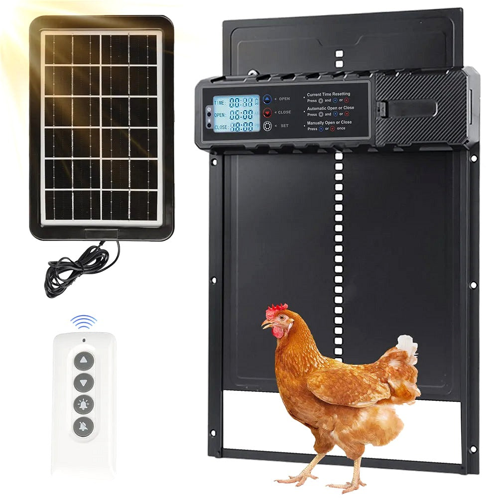 Porte poulailler automatique solaire aluminium 4 modes 15 jours autonomie