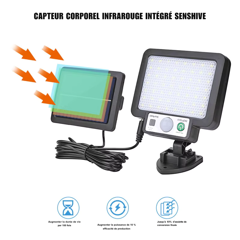 Capteur intégré lampe solaire 72 LED COB poulailler