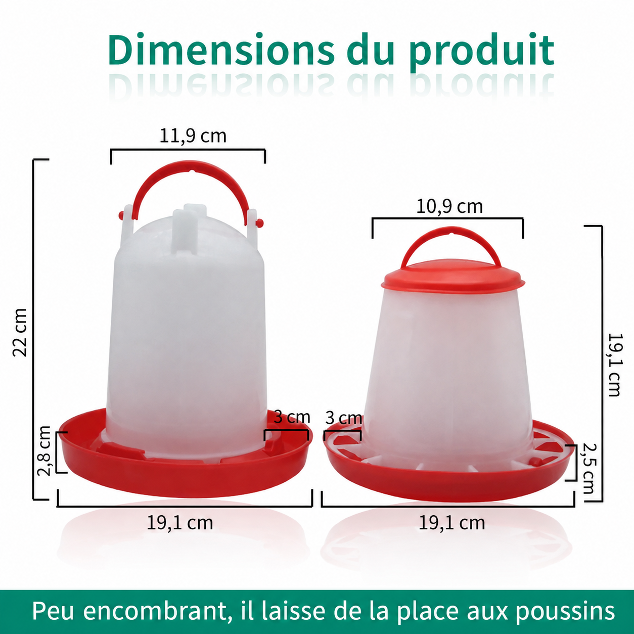 Kit mangeoire et abreuvoir plastique pour poulailler, mangeoire anti-gaspillage et abreuvoir combinés, poules et volailles