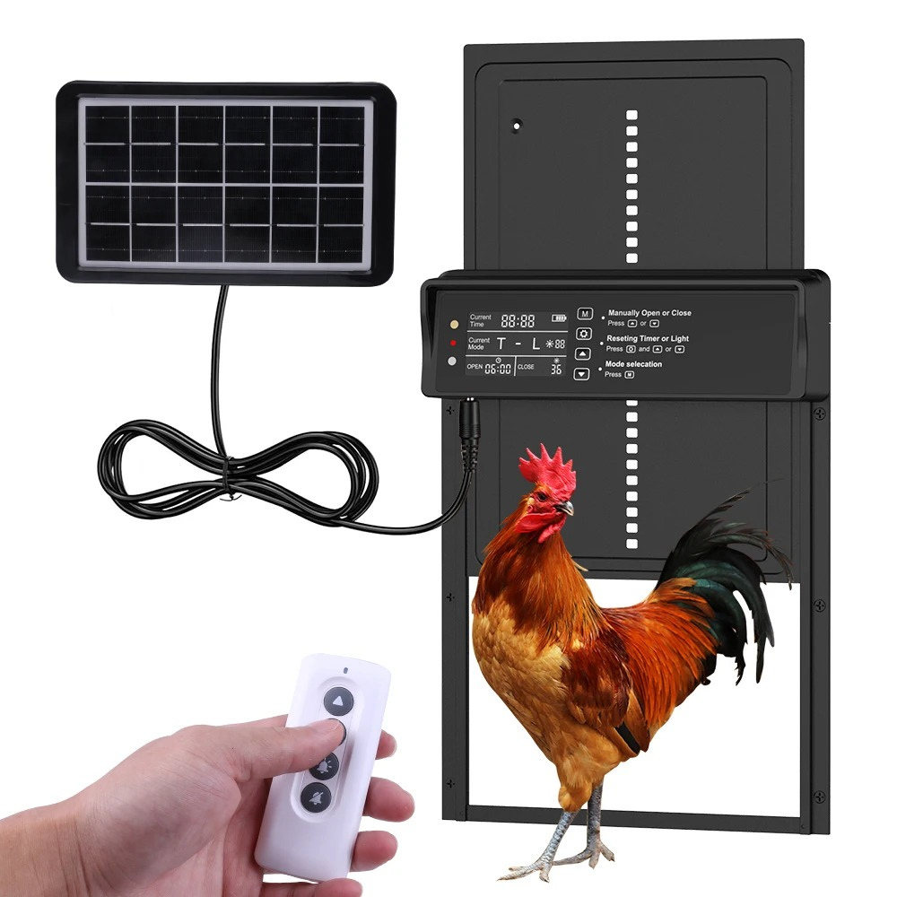 Porte poulailler automatique solaire avec télécommande et panneau
