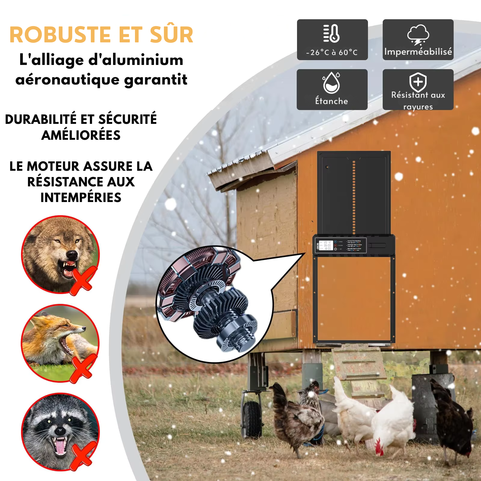 Porte poulailler aluminium PFS-172C très résistante toutes saisons