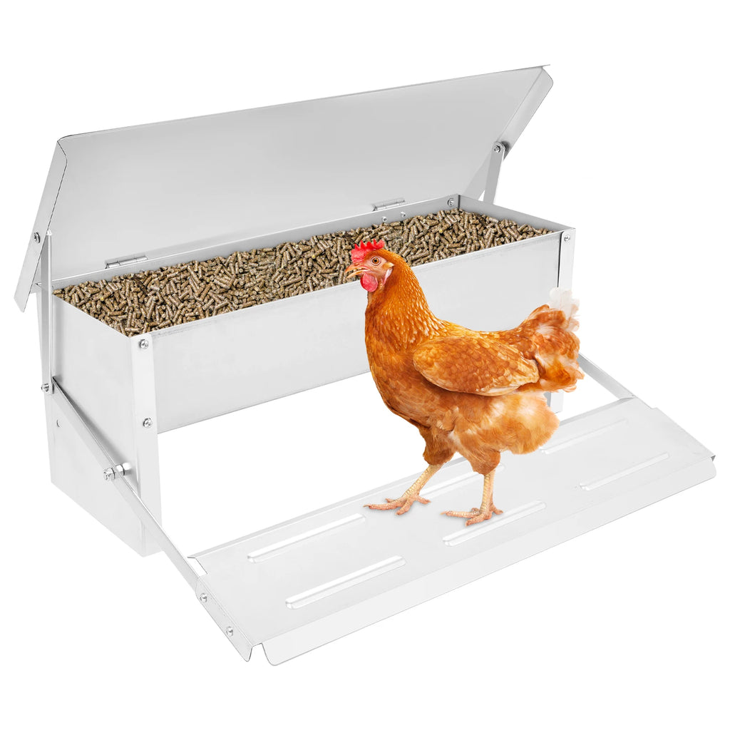 Mangeoire Poulailler à Pédale Anti-Nuisibles 5kg — Acier Inoxydable, Étanche, Anti-Rats, Toutes Saisons
