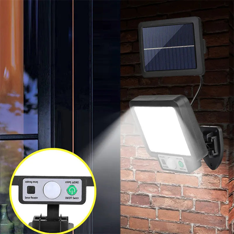 Lampe solaire murale avec détecteur de mouvement – 72 LED COB et télécommande