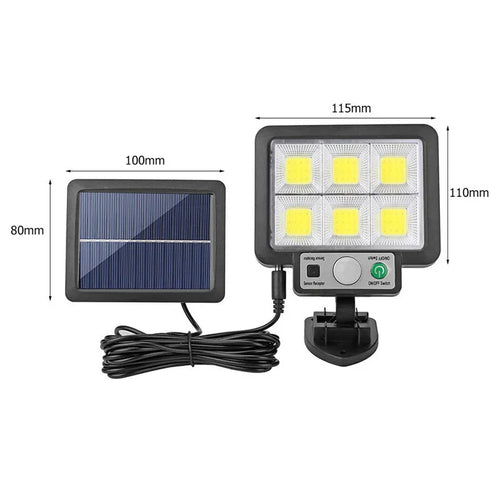 Lampe solaire murale avec détecteur de mouvement – 72 LED COB et télécommande