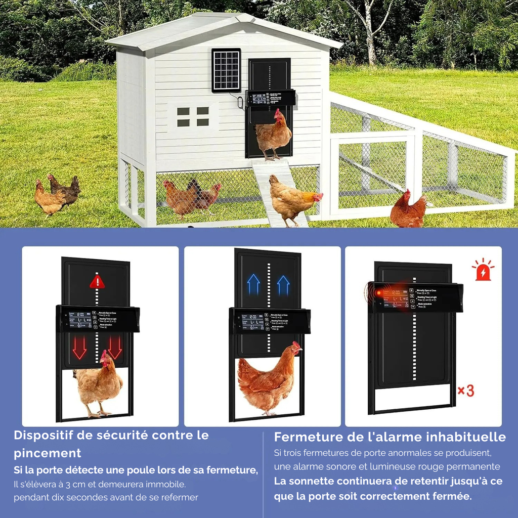 Porte de poulailler automatique solaire